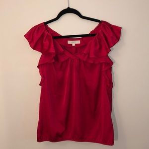 Loft Red ruffle blouse